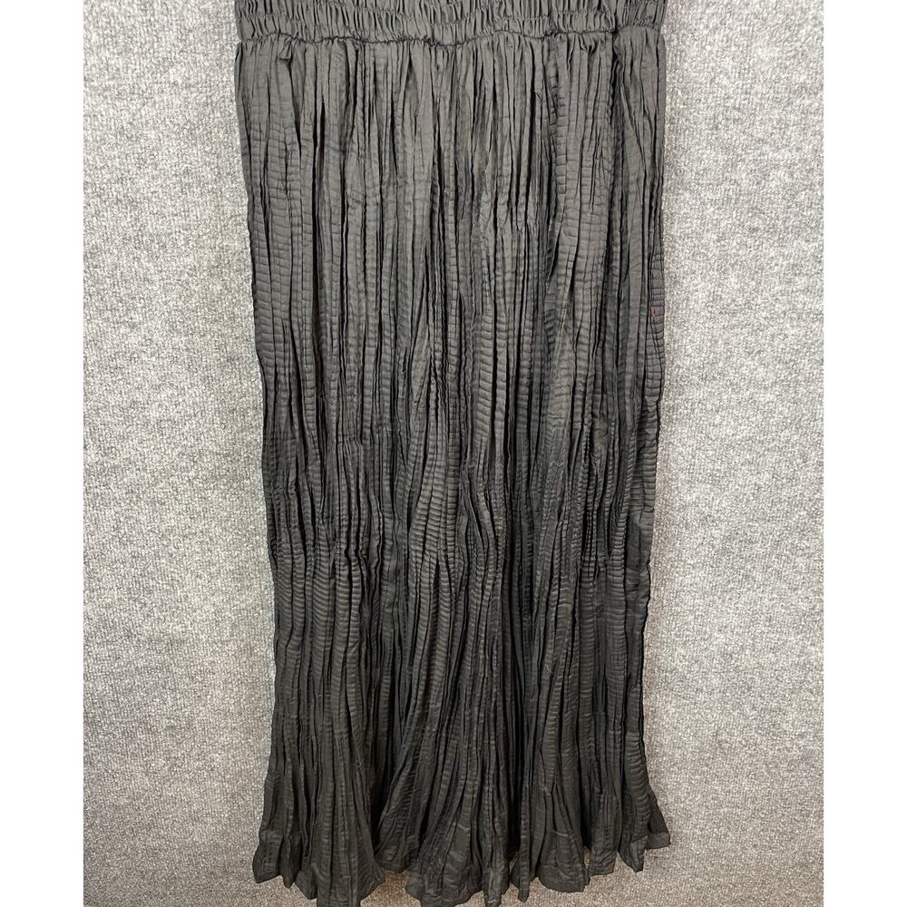 Ventage NAQUI Crushed and Smocked Black Knee Length Dress Jewel Neck L - Picture 9 of 12